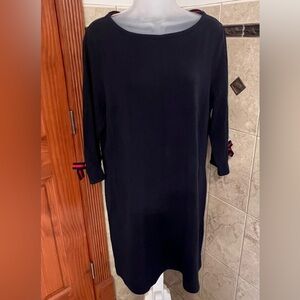 Talbots Navy Blue with Bow Accents Dress in a Petite Extra Large
